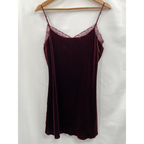 Free People wine maroon velvet lace slip dress - Picture 2 of 5